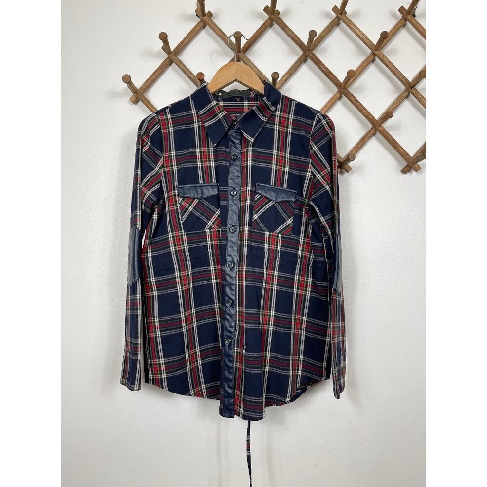 TOV "Holy" Plaid Hooded Shirt Size Medium